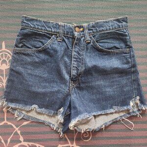 Dark Wash Frayed Hem Denim Shorts - Womens sz 0